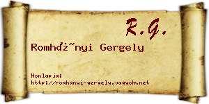 Romhányi Gergely névjegykártya